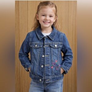 Hanna Andersson Blue Jean Jacket with Pink Embroidery